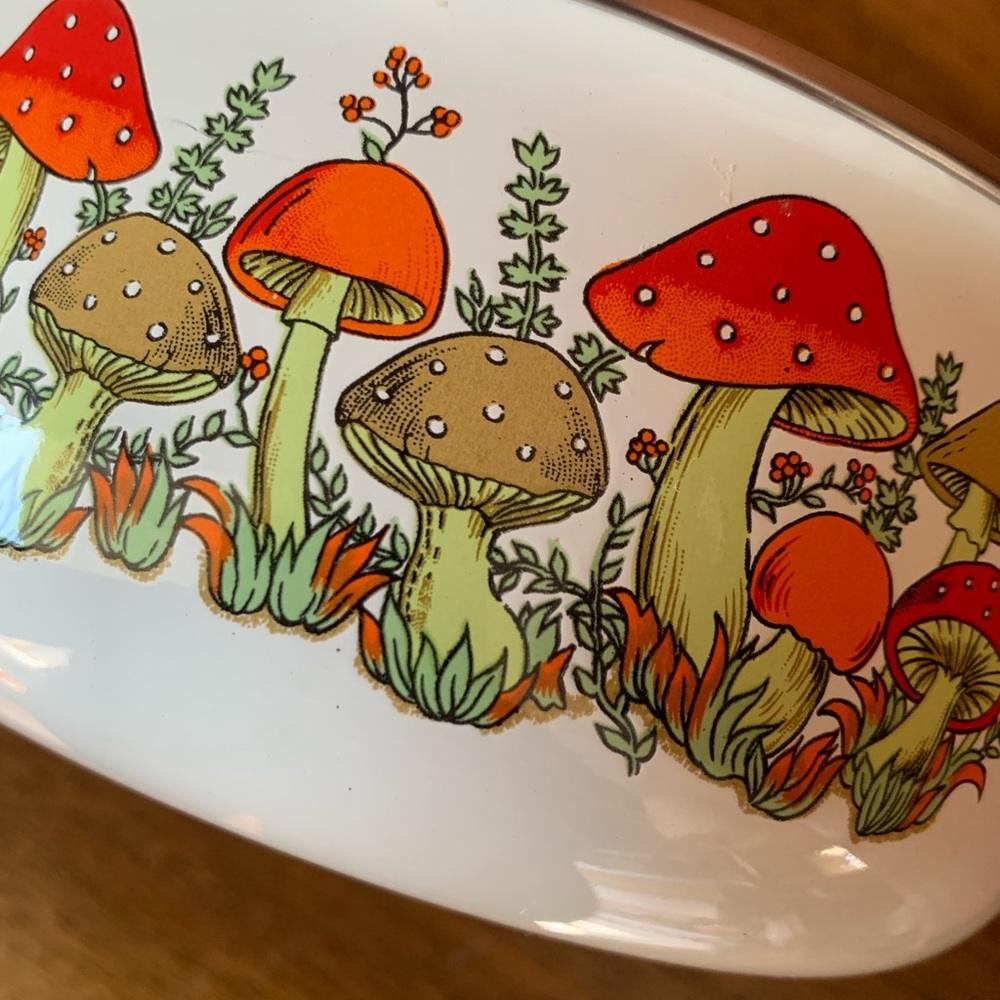 Set of vintage mushroom enamel bowls